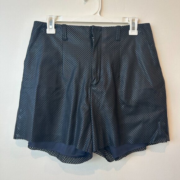 Elaine Kim Vesta Vegan Perforated Shorts Black Size Medium - Picture 1 of 6
